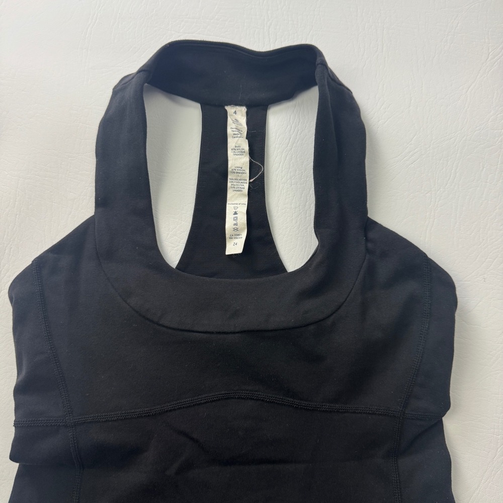Lululemon Athletica Black Racerback Tank Top with Built-in Bra Size 4 Yoga Gym - Picture 5 of 9